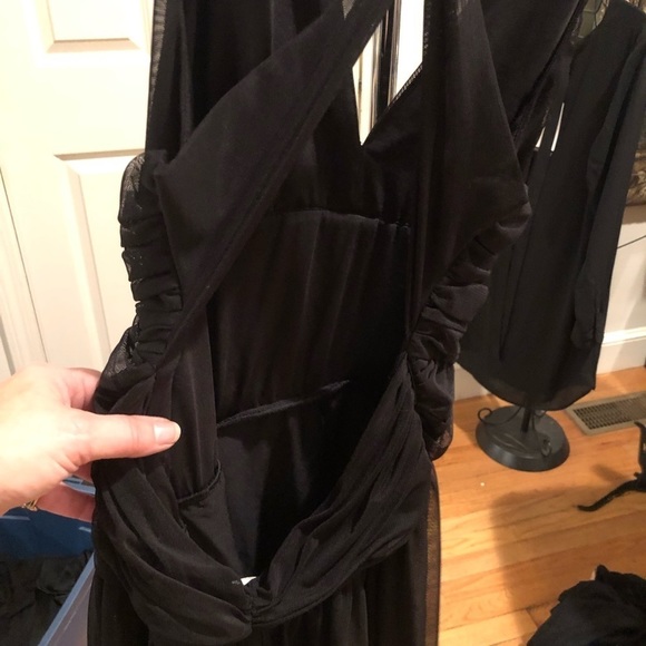 Calvin Klein  size 12 black PARTY DRESS low back sheer & flowy  halter dress - Picture 6 of 16